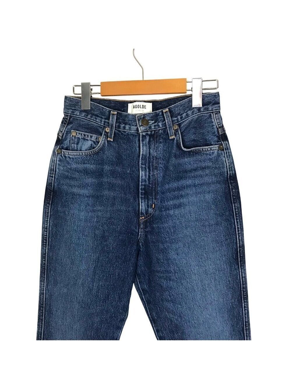 AGOLDE Pinch Waist Jean High 5 Pocket Zip Up Blue Jeans Size 24 - Picture 4 of 8